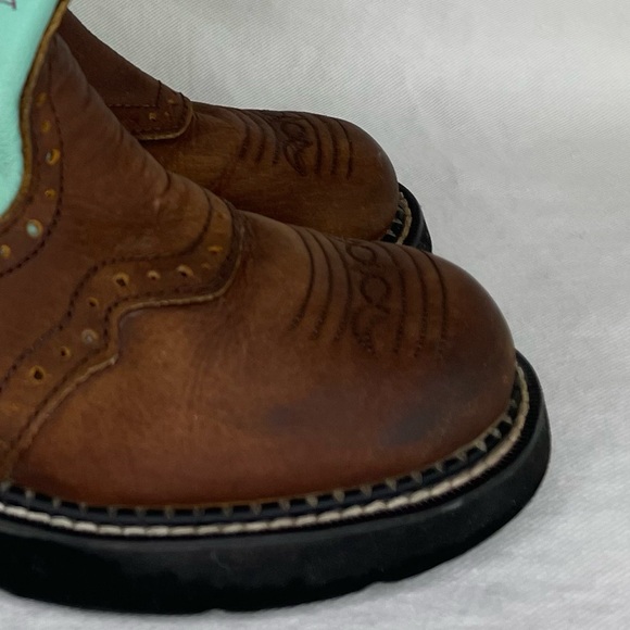 Justin Gypsy Boots Women’s 7B Brown Turquoise Blue Leather Embroidered Western - Picture 15 of 16